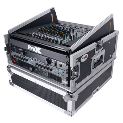 ProX 4U Vertical Rack Mount Flight Case with 10U Top for Mixer Combo Amp Rack