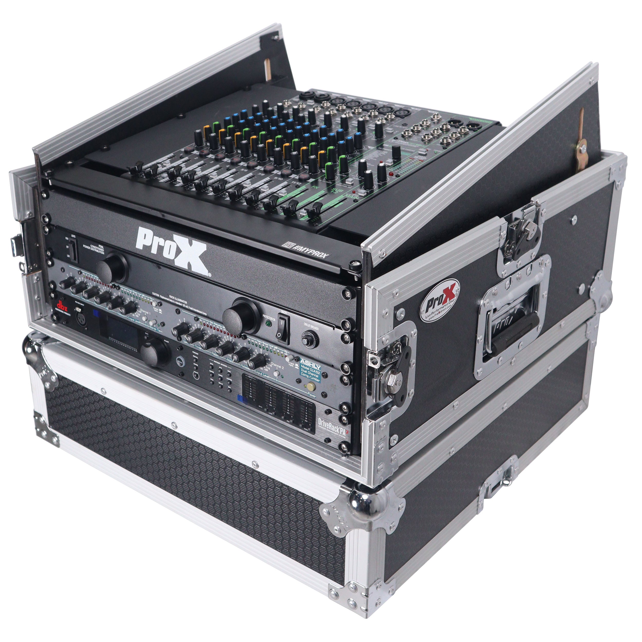 ProX 4U Vertical Rack Mount Flight Case with 10U Top for Mixer Combo Amp Rack