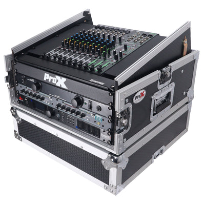 ProX 4U Vertical Rack Mount Flight Case with 10U Top for Mixer Combo Amp Rack