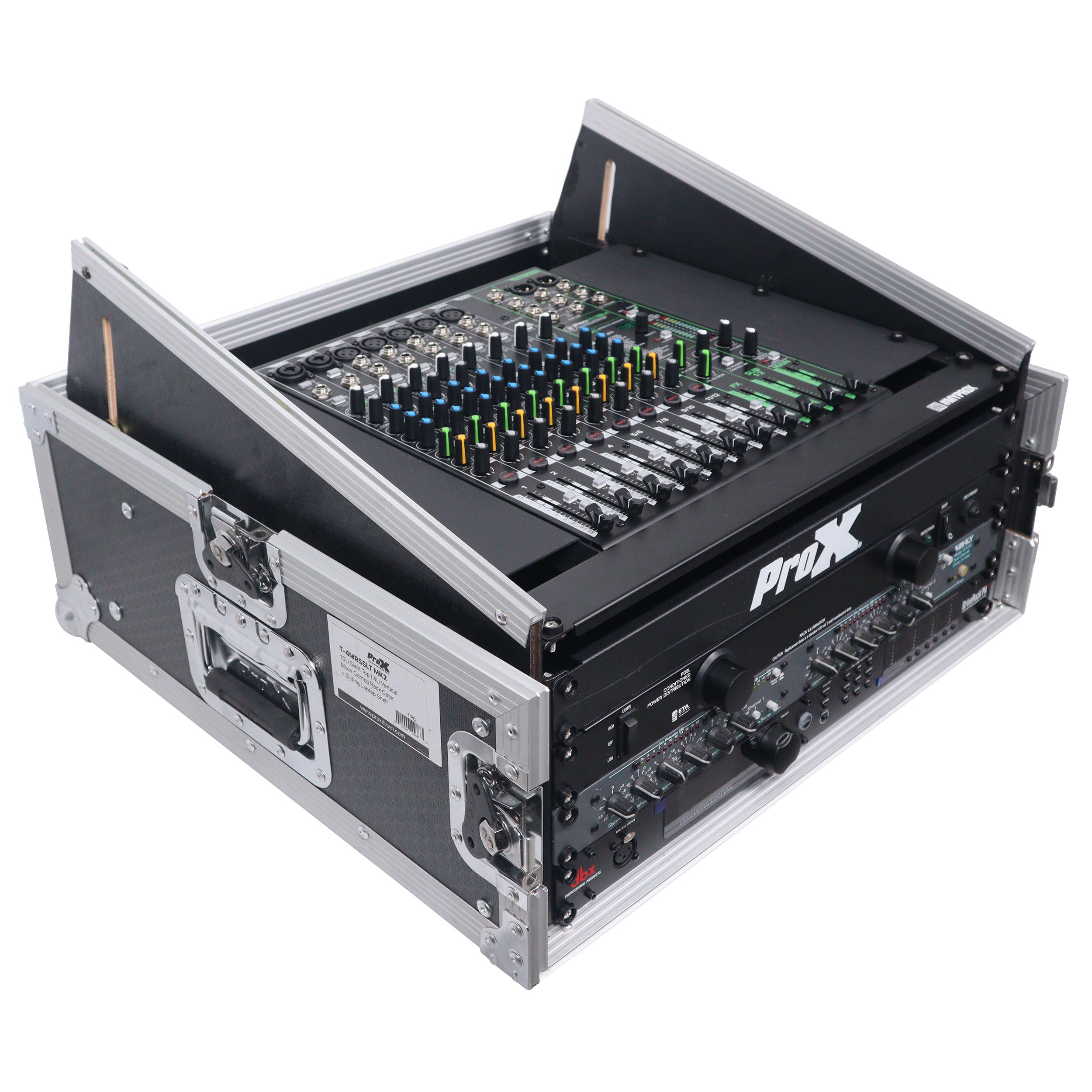 ProX 4U Vertical Rack Mount Flight Case with 10U Top for Mixer Combo Amp Rack
