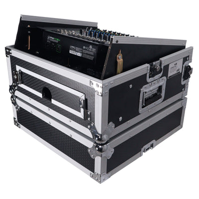 ProX 4U Vertical Rack Mount Flight Case with 10U Top for Mixer Combo Amp Rack