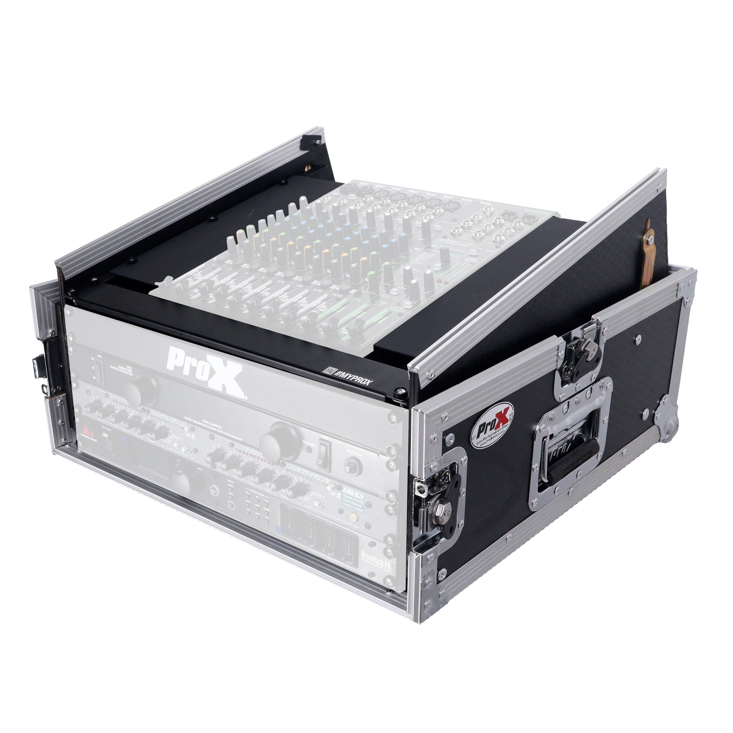 ProX 4U Vertical Rack Mount Flight Case with 10U Top for Mixer Combo Amp Rack