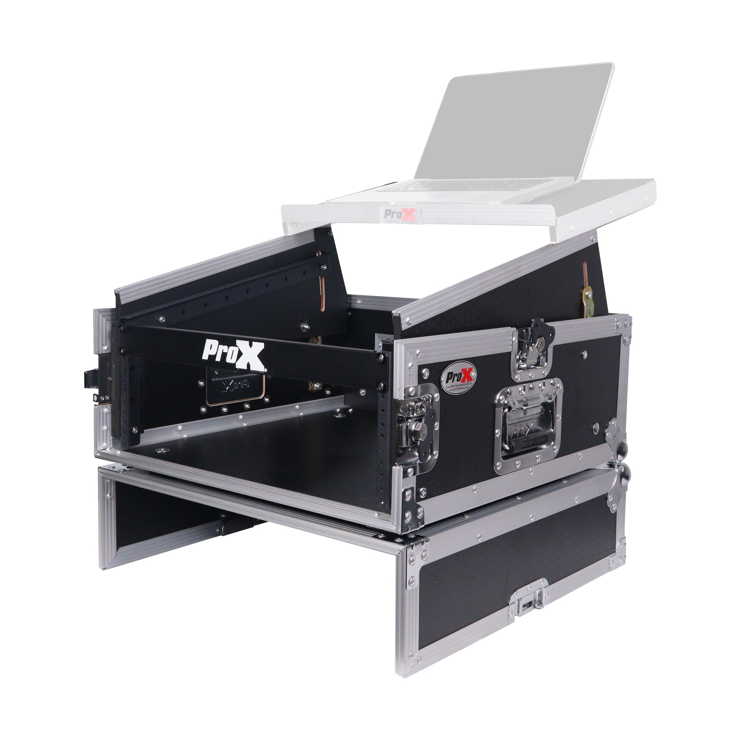 ProX 4U Vertical Rack Mount Flight Case with 10U Top for Mixer Combo Amp Rack