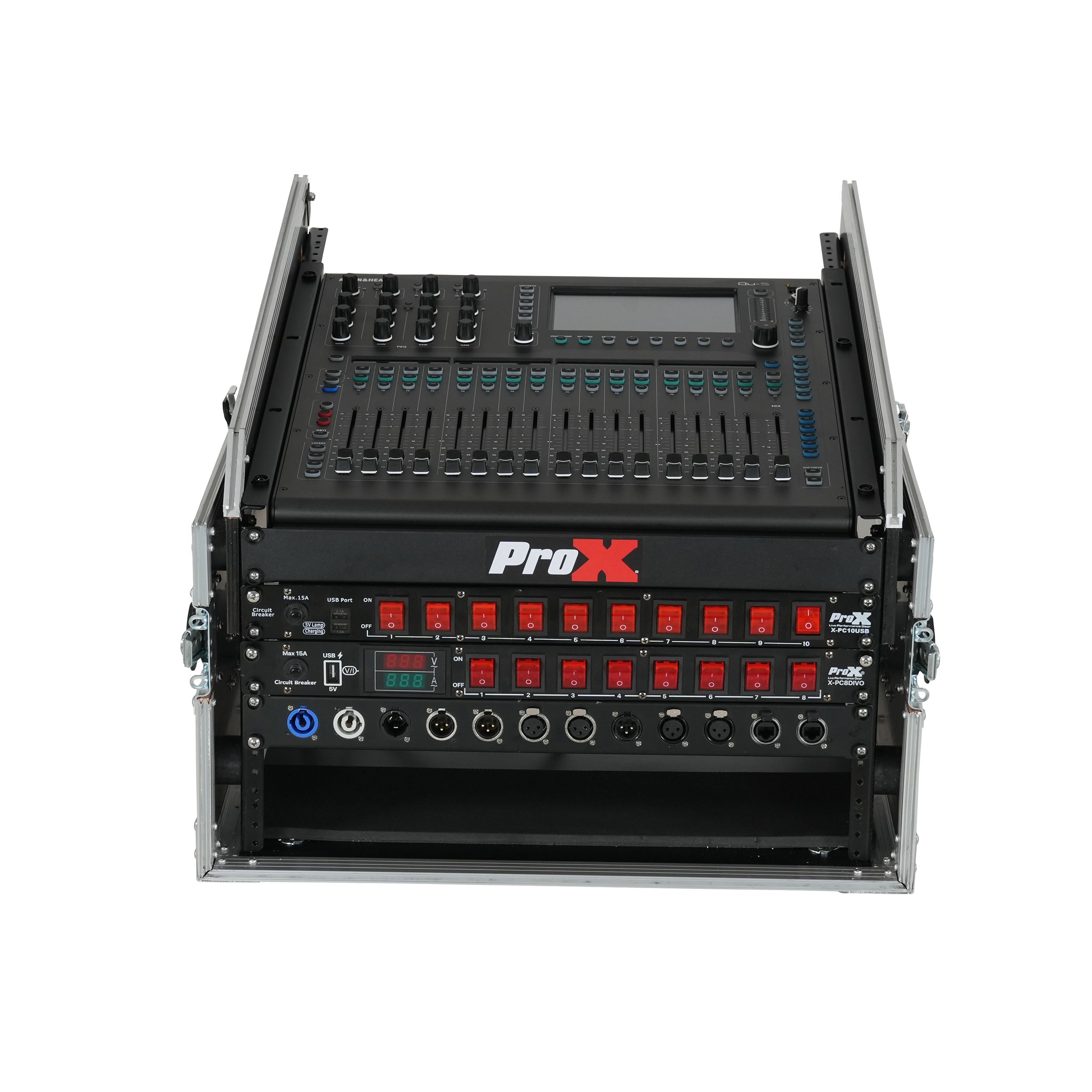 ProX 13U Top Mixer 6U Front Rack Combo Flight Case with Removable Sliding Laptop Shelf