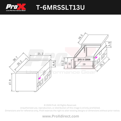 ProX 13U Top Mixer 6U Front Rack Combo Flight Case with Removable Sliding Laptop Shelf