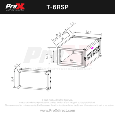 ProX ATA Style 6U Rack Space Shockproof Amp Rack Mount Case 20 in. Depth with recessed handles