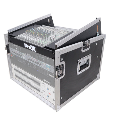 ProX 8U Vertical Rack Mount Flight Case with 10U Top for Mixer Combo Amp Rack