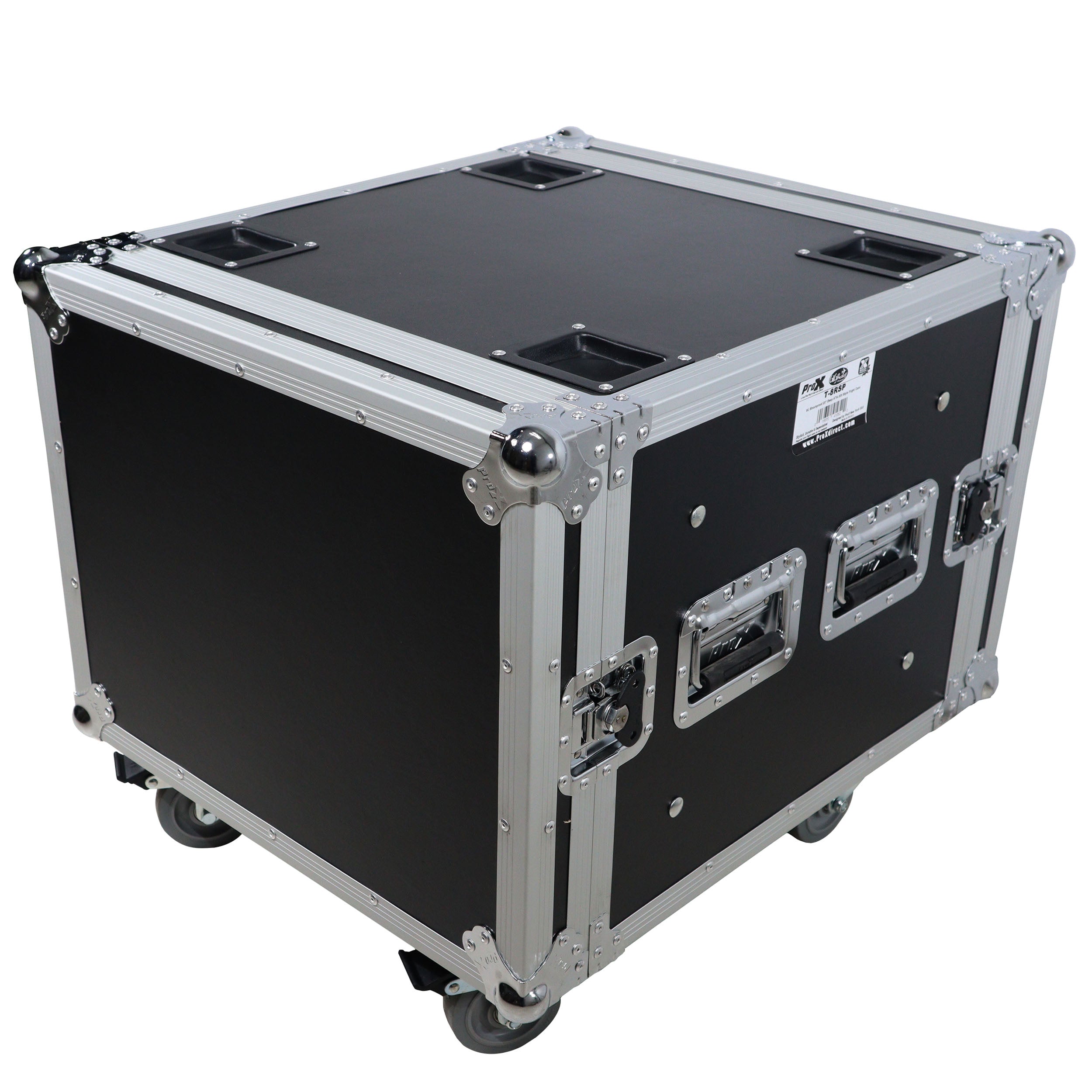ProX ATA Style 8U Shockproof Rack Mount Flight Case 20 inch Depth with Caster Wheels