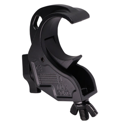 ProX Aluminum Hook Style M10 Clamp with Big Wing Knob for 2" Truss Tube Capacity 45 Lbs. Black Finish