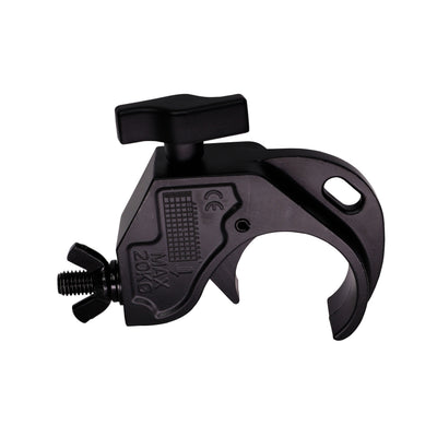 ProX Aluminum Hook Style M10 Clamp with Big Wing Knob for 2" Truss Tube Capacity 45 Lbs. Black Finish