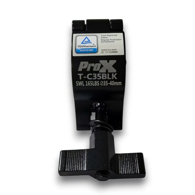 ProX Aluminum Black Mini Clamp Stage Truss Lighting Stand Big Knob fits 1-3/8" to 1-1/2" 35-40mm Tube SWL 165LBS M8 Bolt