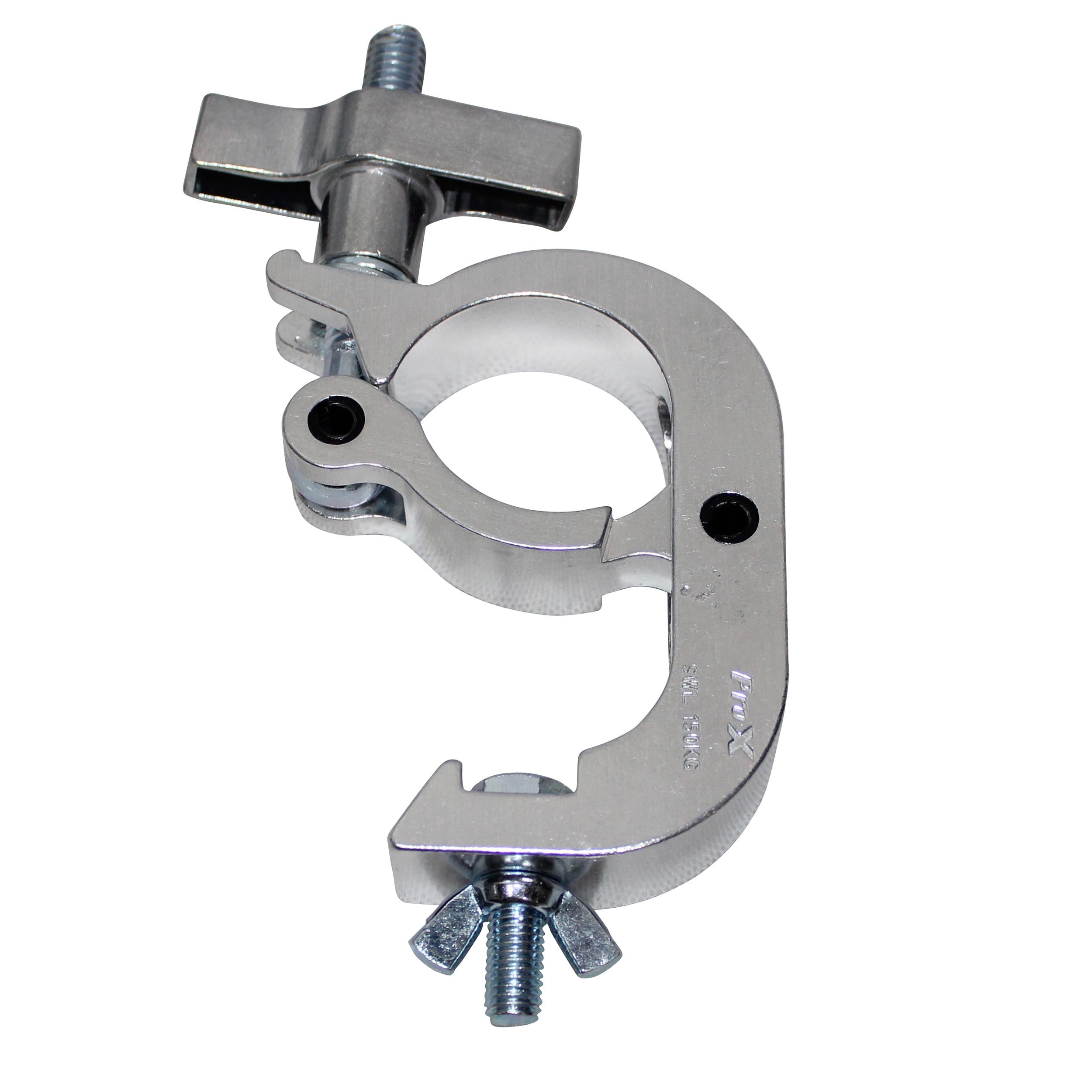 ProX Aluminum Pro Slim Hook Style M10 Clamp with Big Wing Knob for 2" Truss Tube Capacity 330 Lbs.