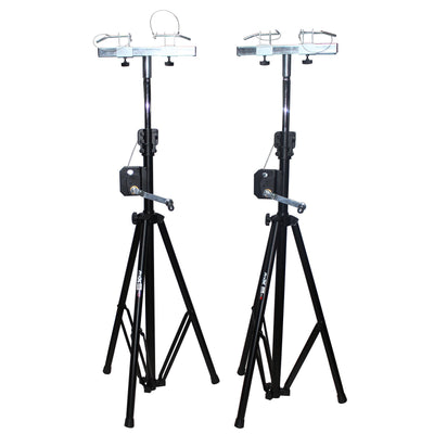 ProX 10-Feet Height Adjustable Portable Crank Lighting Stand System with included 2x T-Bars Triangle Truss for 5ft 10ft 15ft Width