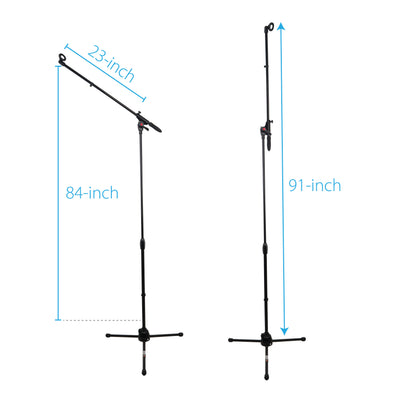 ProX 6 Ft Pro Tripod Microphone Concert Musician DJ Stand With Boom and Mic Clip