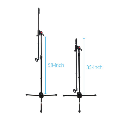 ProX 6 Ft Pro Tripod Microphone Concert Musician DJ Stand With Boom and Mic Clip