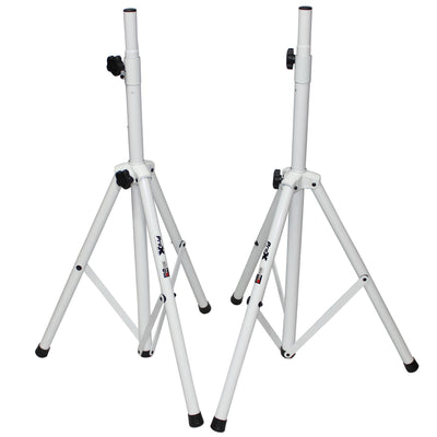 ProX White Heavy-Duty All Metal Speaker Tripod Stand Set of 2, 4-7 ft. (44"-84") Cloud Series