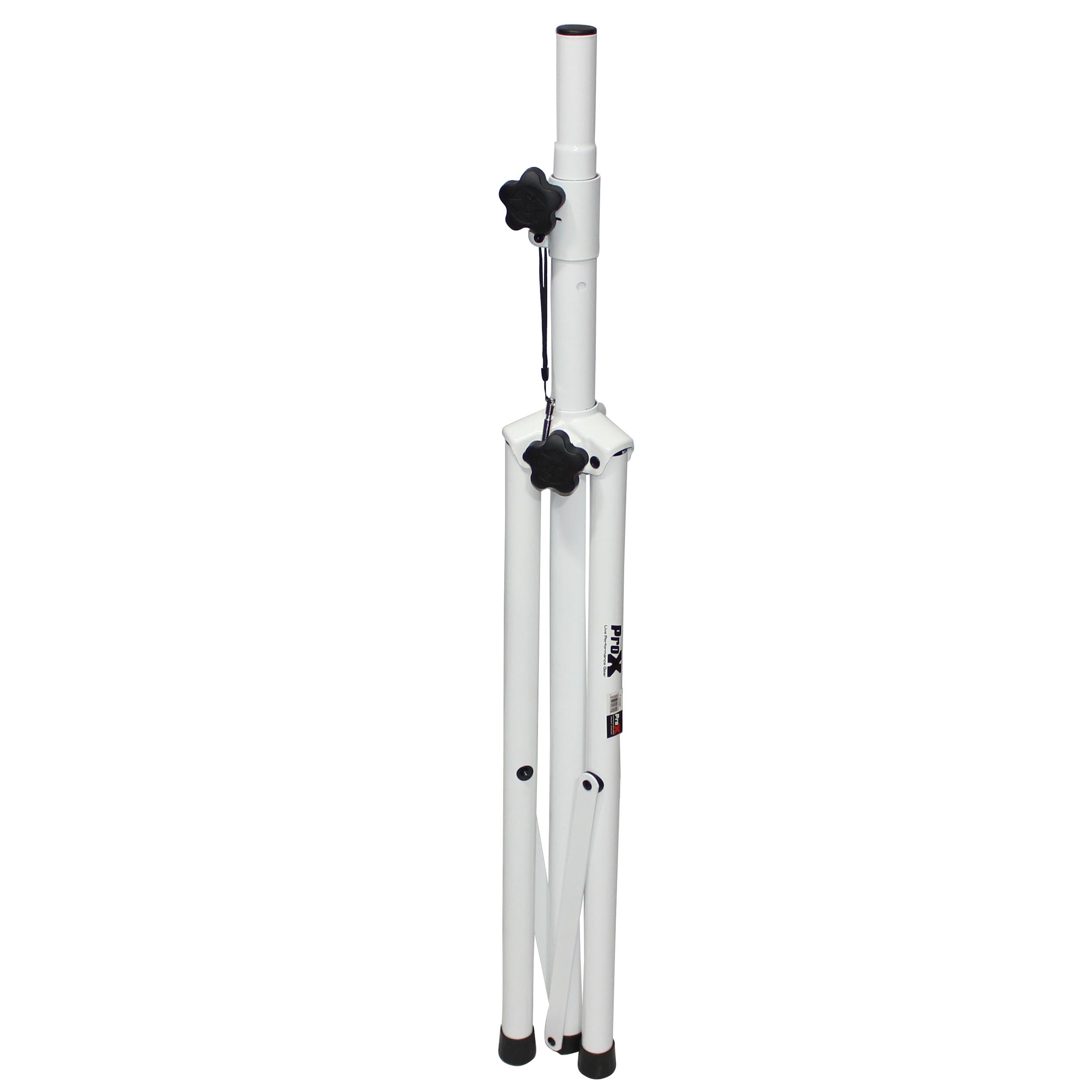 ProX White Heavy-Duty All Metal Speaker Tripod Stand Set of 2, 4-7 ft. (44"-84") Cloud Series