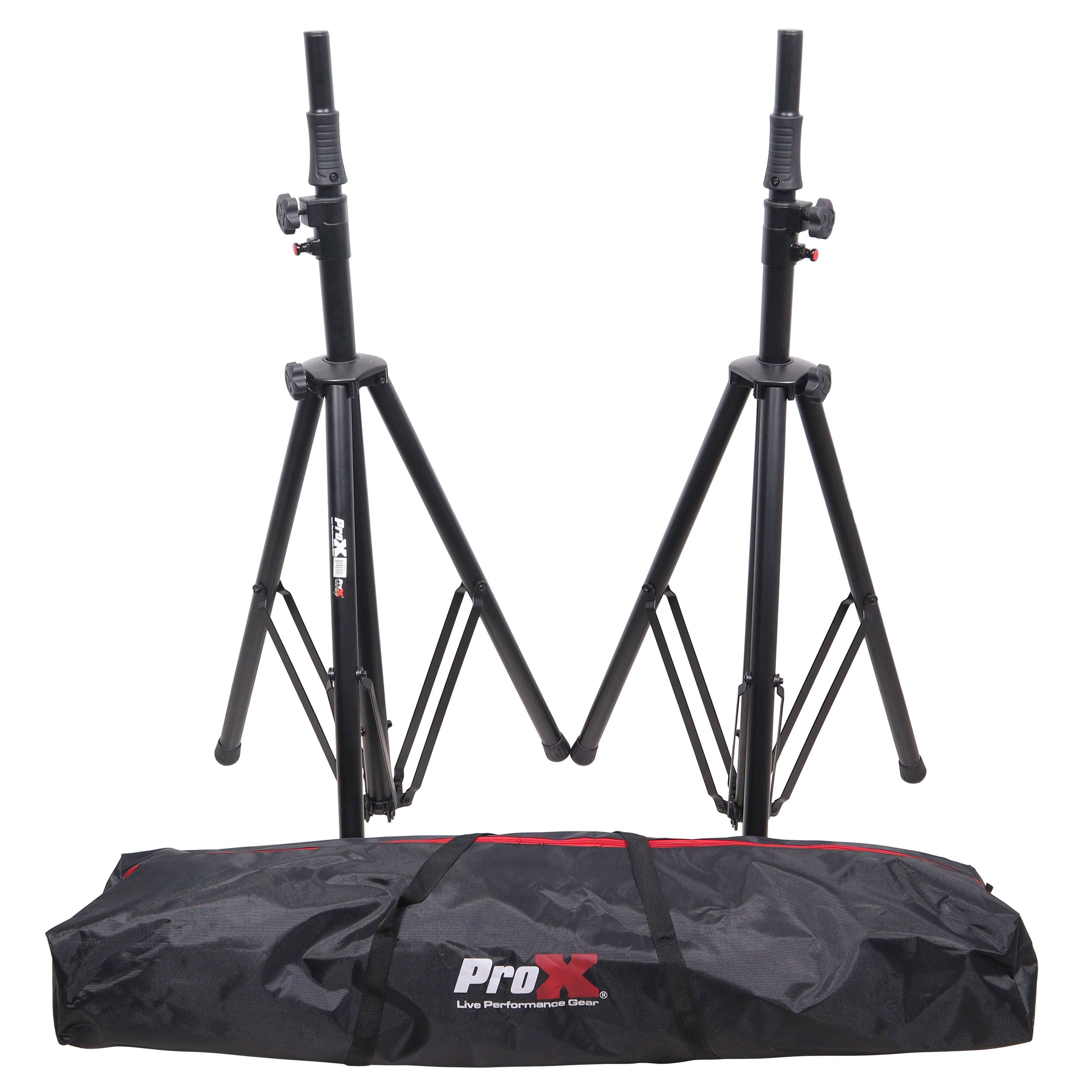 ProX Set of 2 Pro Air-Powered tripod Speaker stand in Black w/ Carry Bag