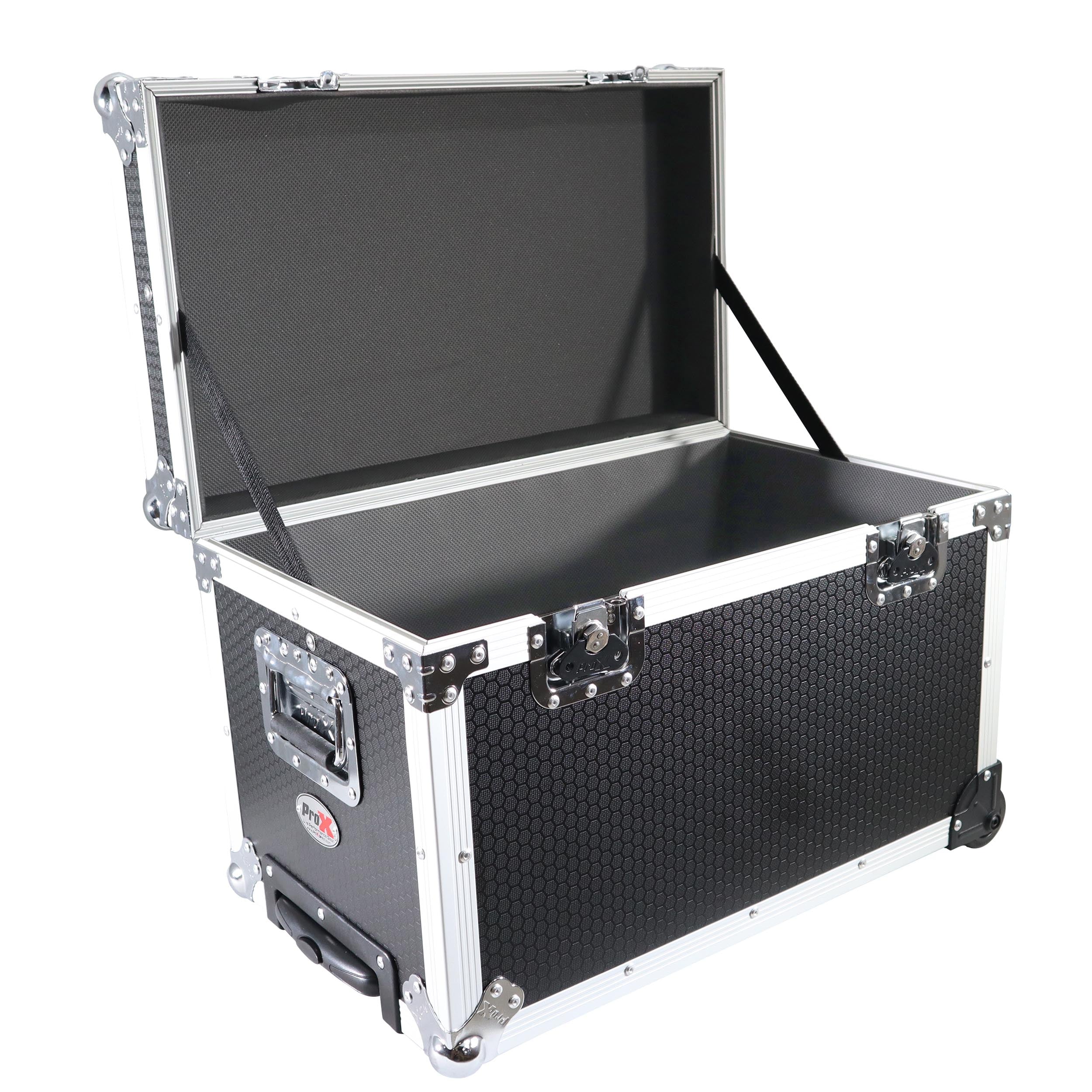 ProX Rolling Utility Case W/ Retractable Handle and Low-Profile Recessed Wheels 17x24.5x15" Exterior For Cabales/100 LP Vinyl Records