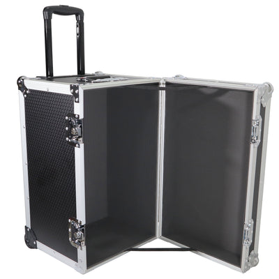 ProX Rolling Utility Case W/ Retractable Handle and Low-Profile Recessed Wheels 17x24.5x15" Exterior For Cabales/100 LP Vinyl Records