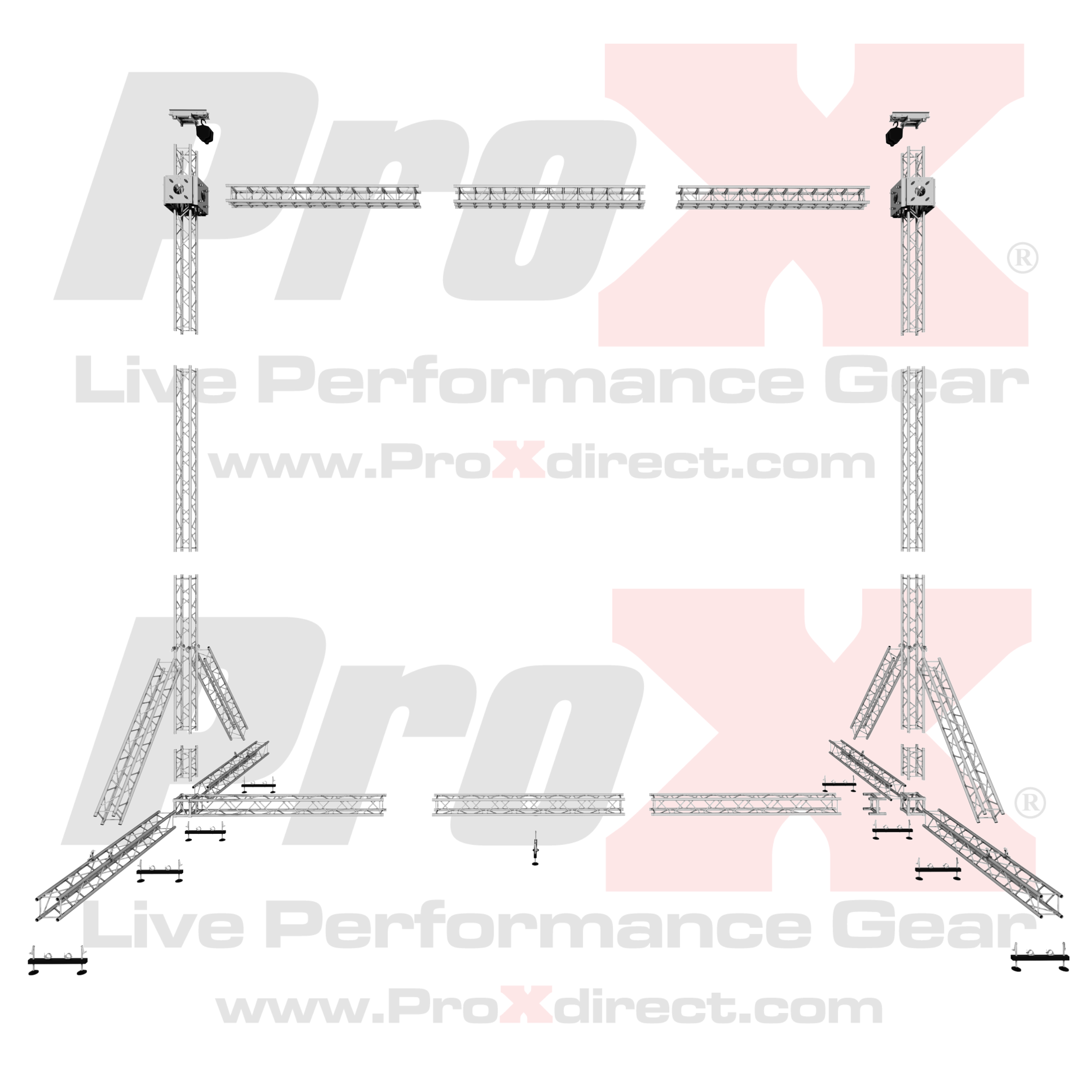 ProX LED Screen Display Panel Video Fly Wall Truss Ground Support System 30'W x 30'H TriGrip