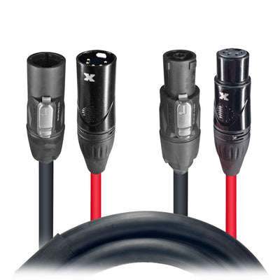 ProX 3' FT Dual Powerkon to Dual DMX 5-PIN Combo Link Jumper Cable