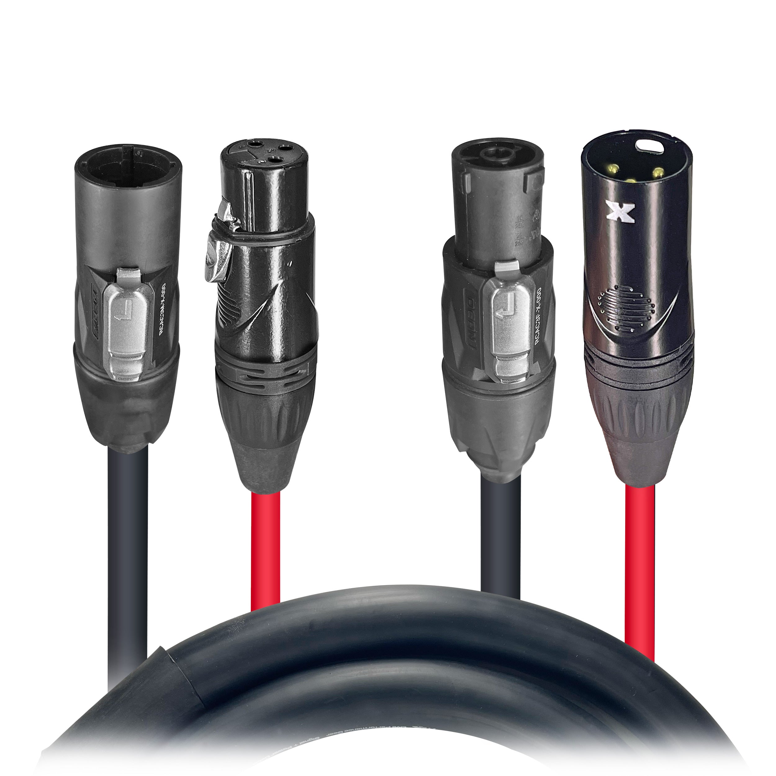 ProX 10' FT Dual Powerkon to XLR Dual Audio Combo Jumper Link Jumper Cable