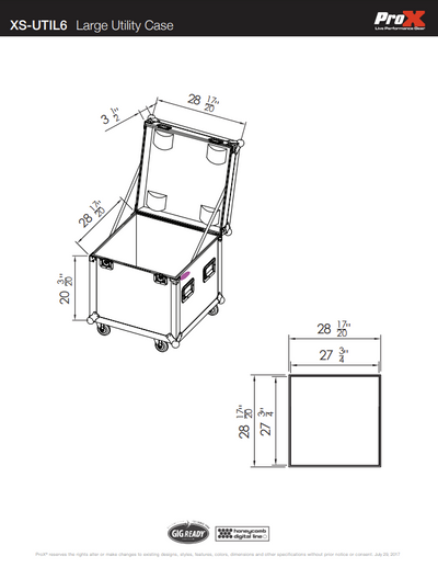 ProX ATA Utility Flight Travel Heavy-Duty Storage Road Case with 4" in casters – 29.5"x29.5"x29" Exterior