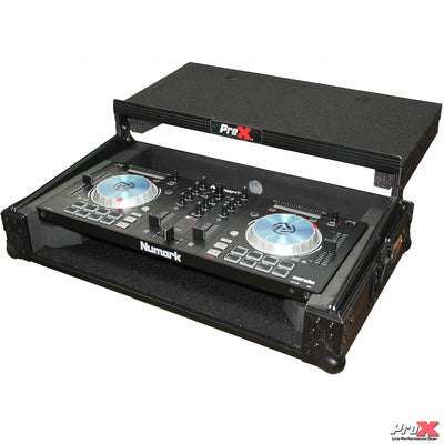 ProX Flight Case for Numark MixTrack 3 Pro 3 and Platinum Digital Controller W-Laptop Shelf | Black on Black