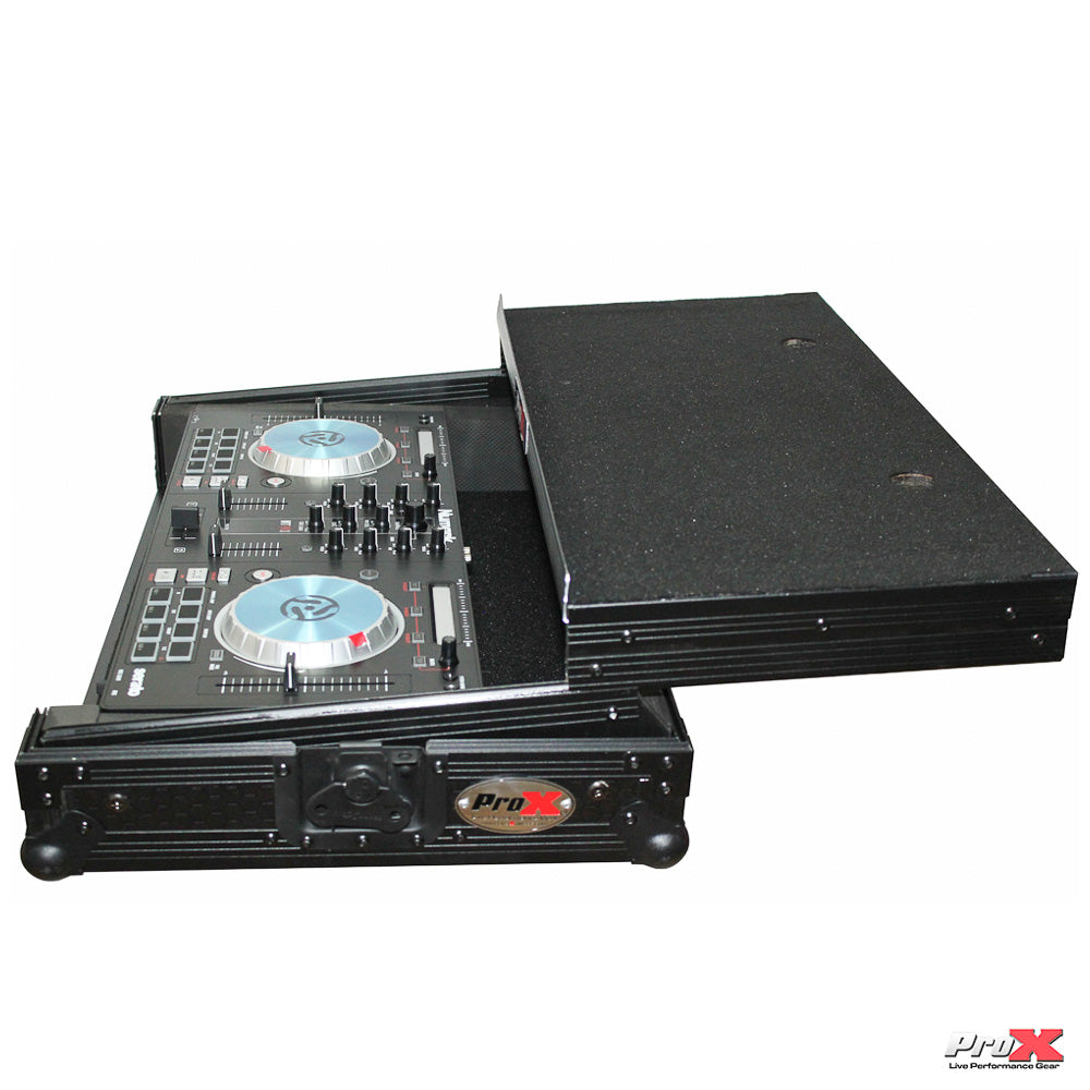ProX Flight Case for Numark MixTrack 3 Pro 3 and Platinum Digital Controller W-Laptop Shelf | Black on Black