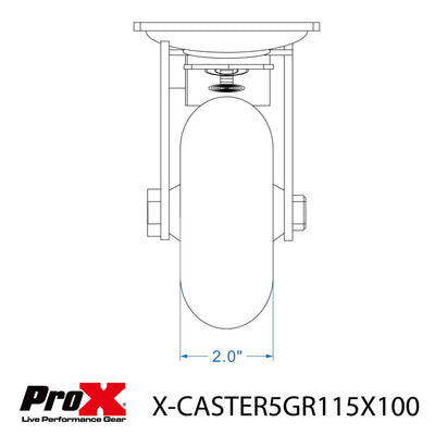 ProX Single Gray 5" Wheel Polyurethane Swivel Industrial Grade Locking Caster
