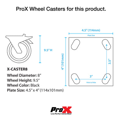 ProX Single 8-inch Industrial Grade Caster Wheel for ProX ATA Flight Utility Console Speaker Cases - Plate 4.5 x 4 in.