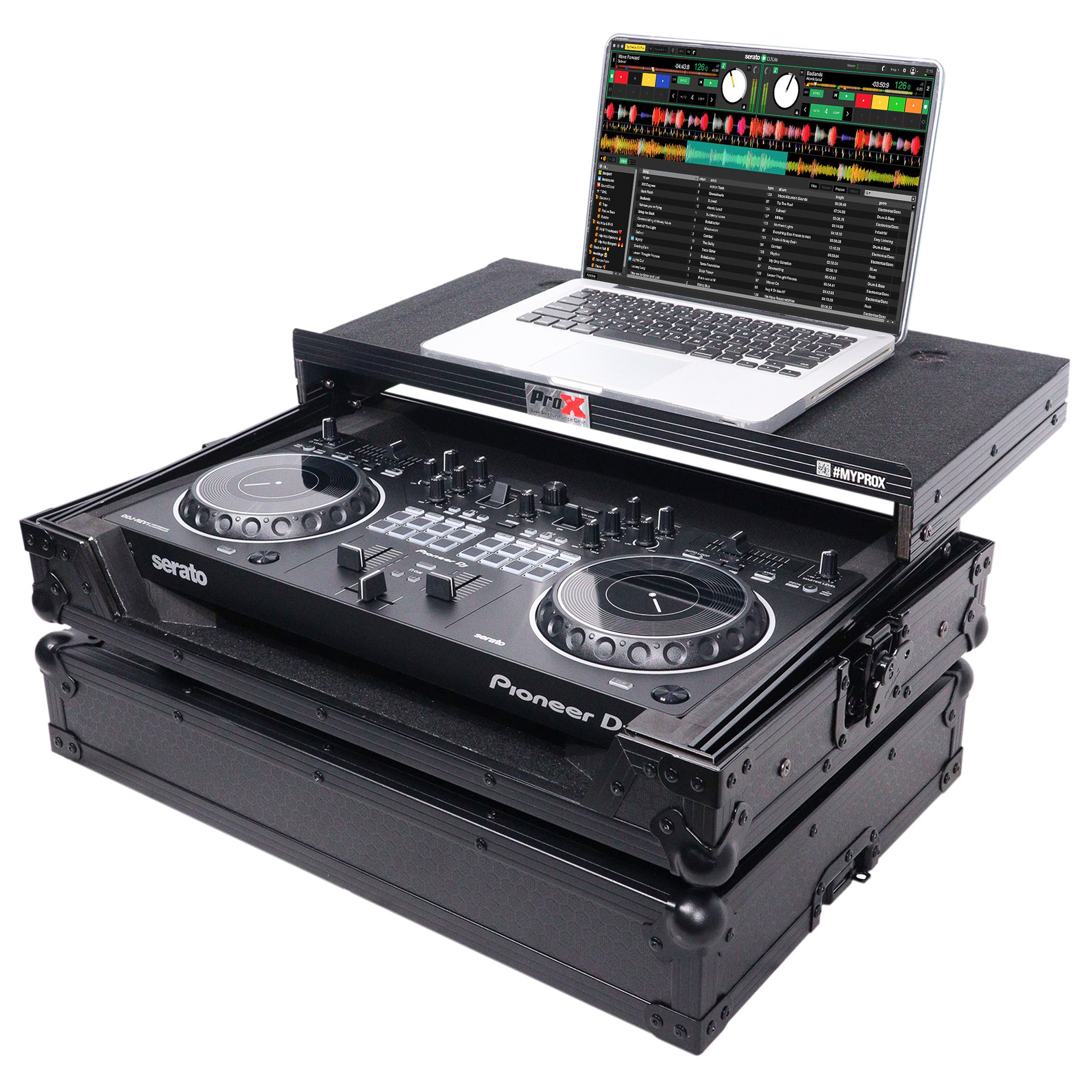 ProX ATA Flight Case For Pioneer DDJ-REV1 DJ Controller with Laptop Shelf - Black