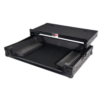 ProX Flight Case - For Hercules DJControl Inpulse 500 with Glide Sliding Laptop Shelf - Black on Black