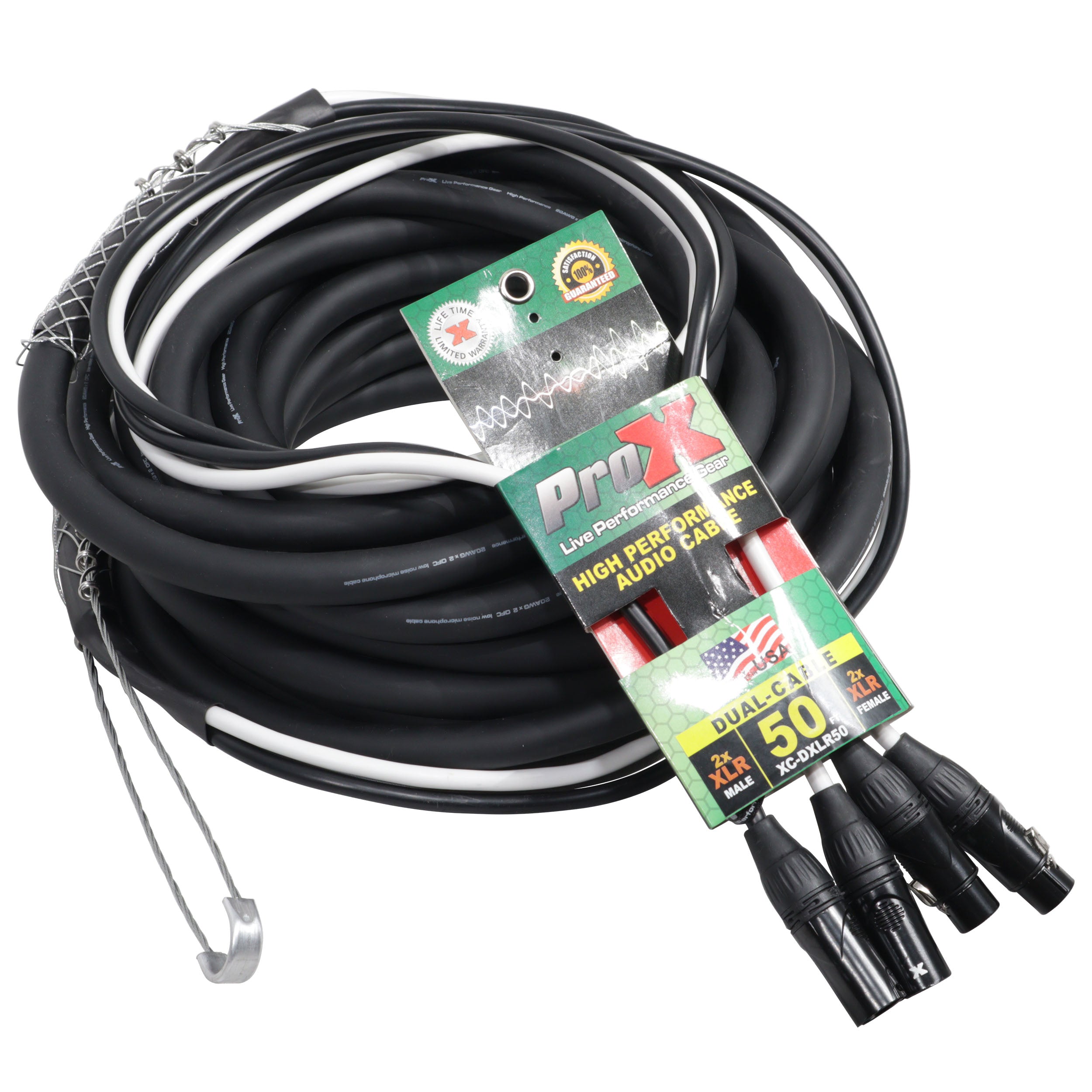 ProX 50' Ft. Balanced Dual XLR-M to Dual XLR-F High Performance Audio Cable