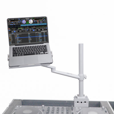 ProX White Adjustable Arm Mount Mount Stand For 12-17" Laptop,VESA 75X75 and 100X100 fit 17-32" Monitor, For DJ Flight Case/Table