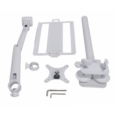ProX White Adjustable Arm Mount Mount Stand For 12-17" Laptop,VESA 75X75 and 100X100 fit 17-32" Monitor, For DJ Flight Case/Table