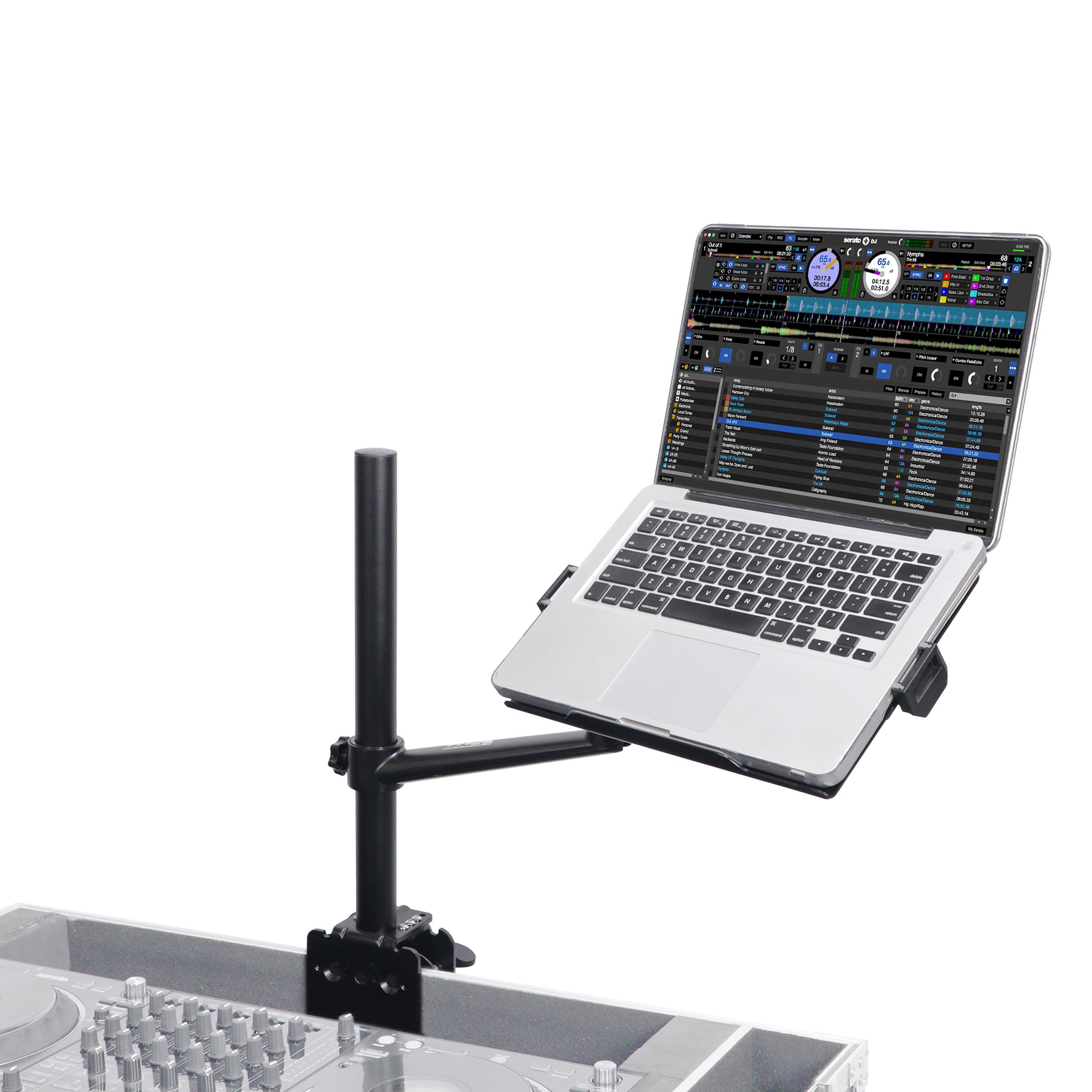 ProX Black Adjustable Arm Mount Mount Stand For 12-17" Laptop,VESA 75X75 and 100X100 fit 17-32" Monitor, For DJ Flight Case/Table