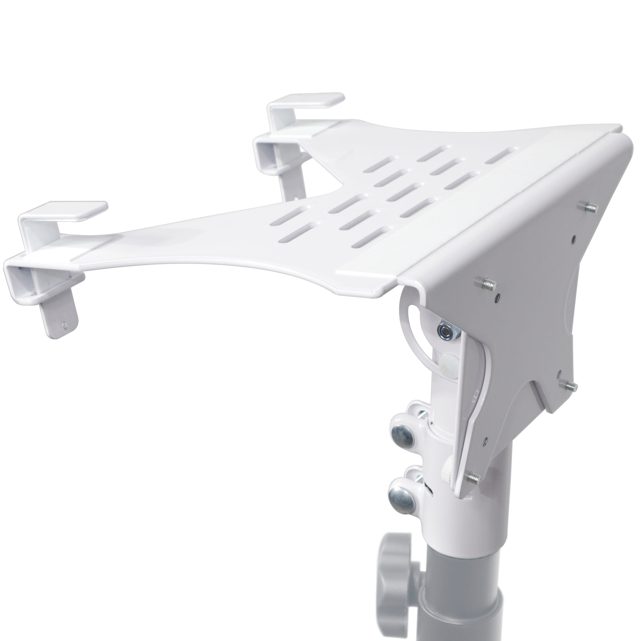 ProX Universal Laptop Tray + VESA Monitor Mounting Bracket fits on Speaker Stand 1-3/8" Pole White