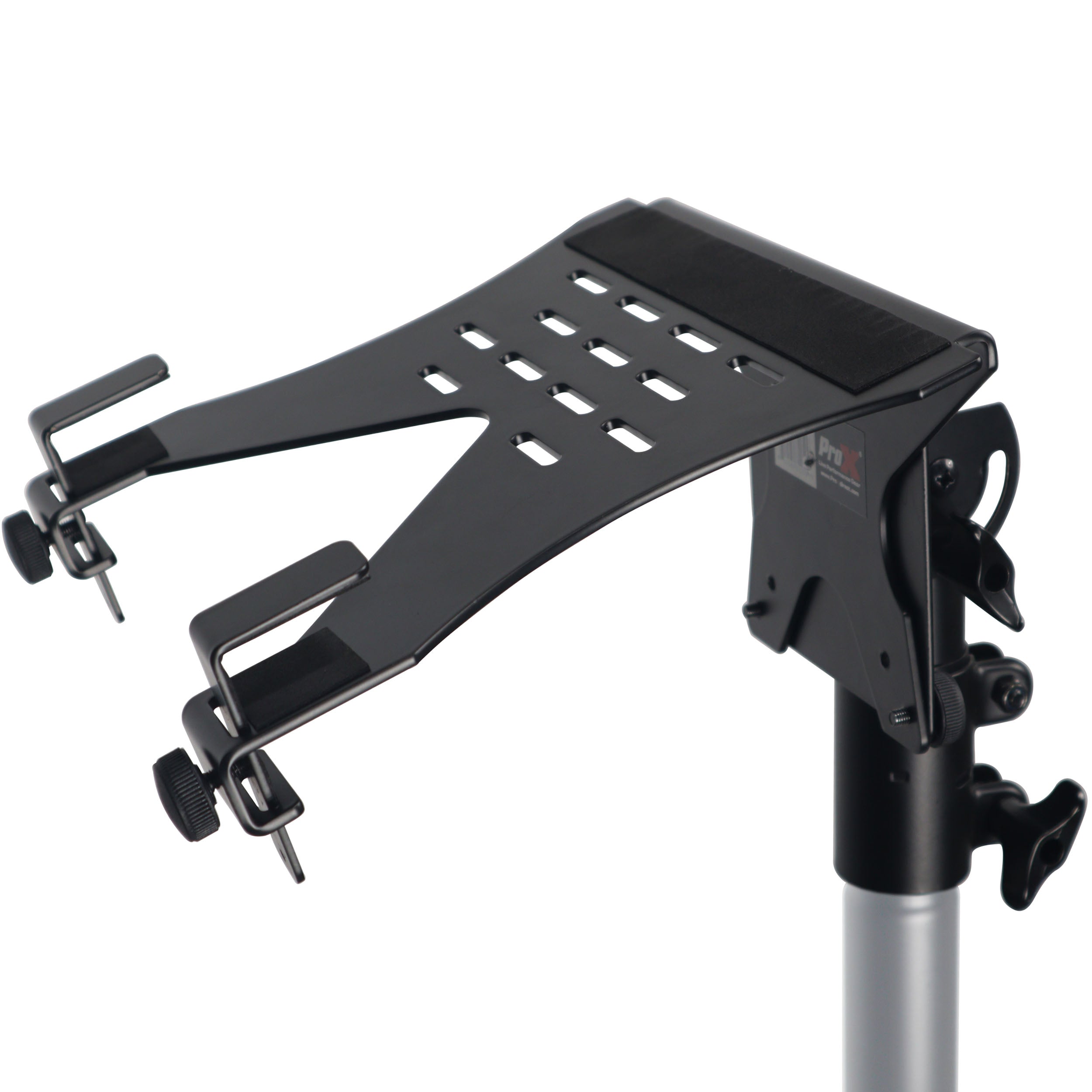 ProX Universal Laptop Tray + VESA Monitor Mounting Bracket fits on Speaker Stand 1-3/8" Pole Black