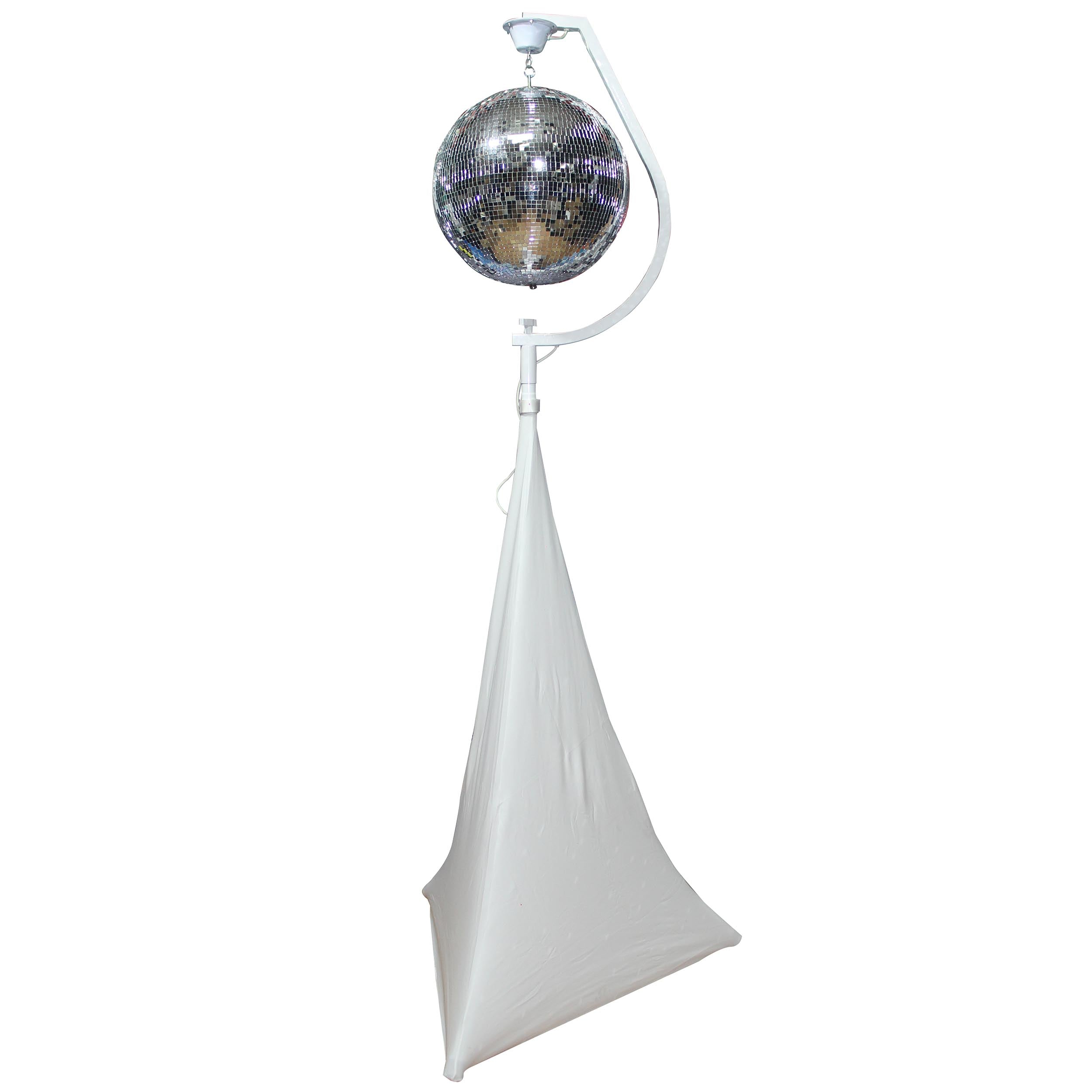 ProX White 16-20" C Shaped Mirror Ball Free Standing Hook fits 1-3/8" 35mm pole with 1 RPM Motor
