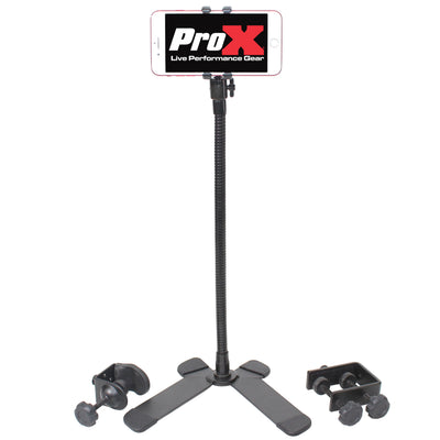 ProX Mobi Buddy Hands Free Mobile Device Clip Kit DJ Cellphone holder Selfie Stick Table Stand Tripod Clamp and Case