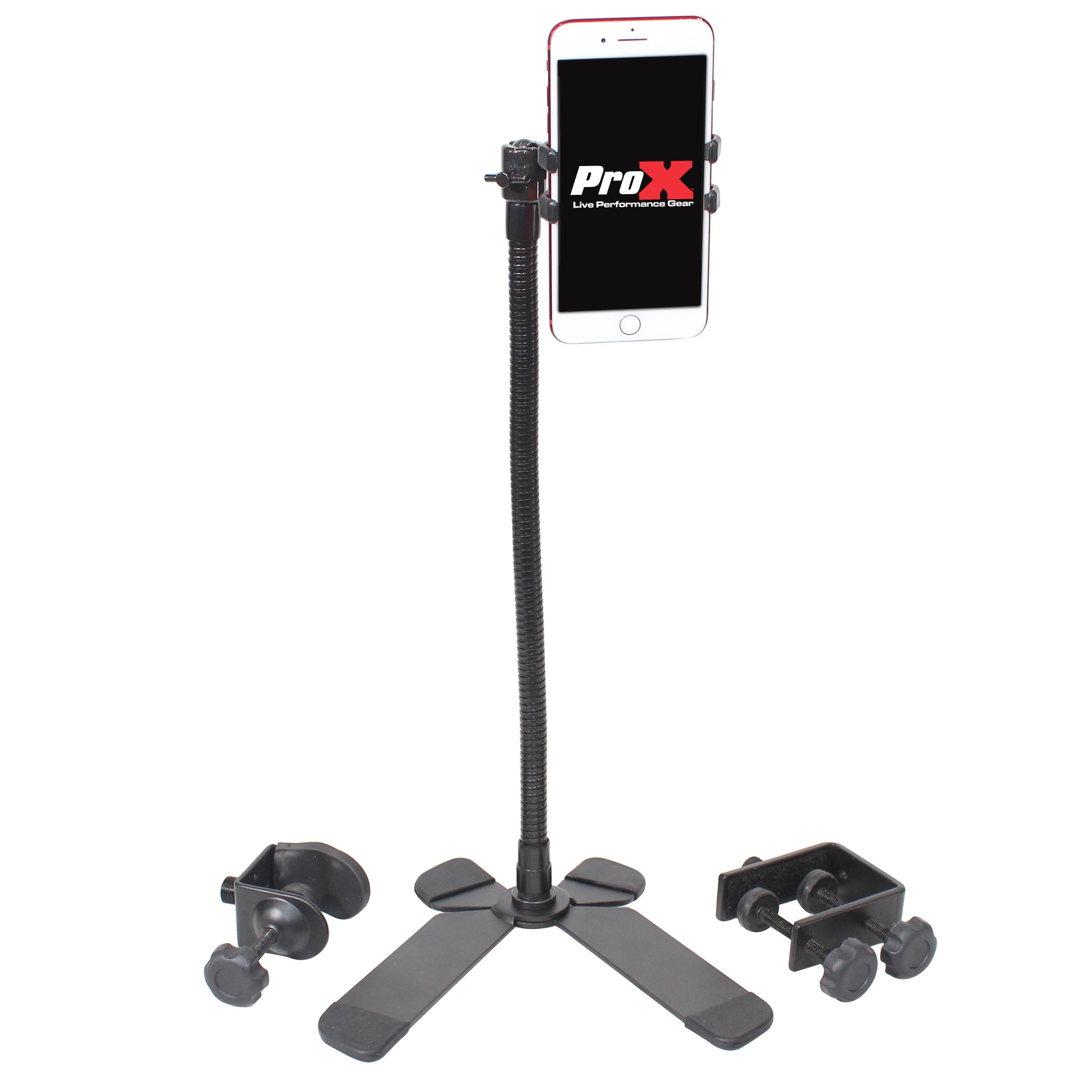 ProX Mobi Buddy Hands Free Mobile Device Clip Kit DJ Cellphone holder Selfie Stick Table Stand Tripod Clamp and Case