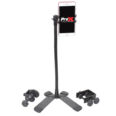 ProX Mobi Buddy Hands Free Mobile Device Clip Kit DJ Cellphone holder Selfie Stick Table Stand Tripod Clamp and Case