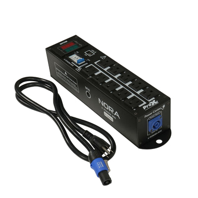 ProX NORA 10 Way Power Distribution Compact Box for Powerkon to Edison with Power Cord