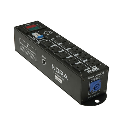 ProX NORA 10 Way Power Distribution Compact Box for Powerkon to Edison with Power Cord