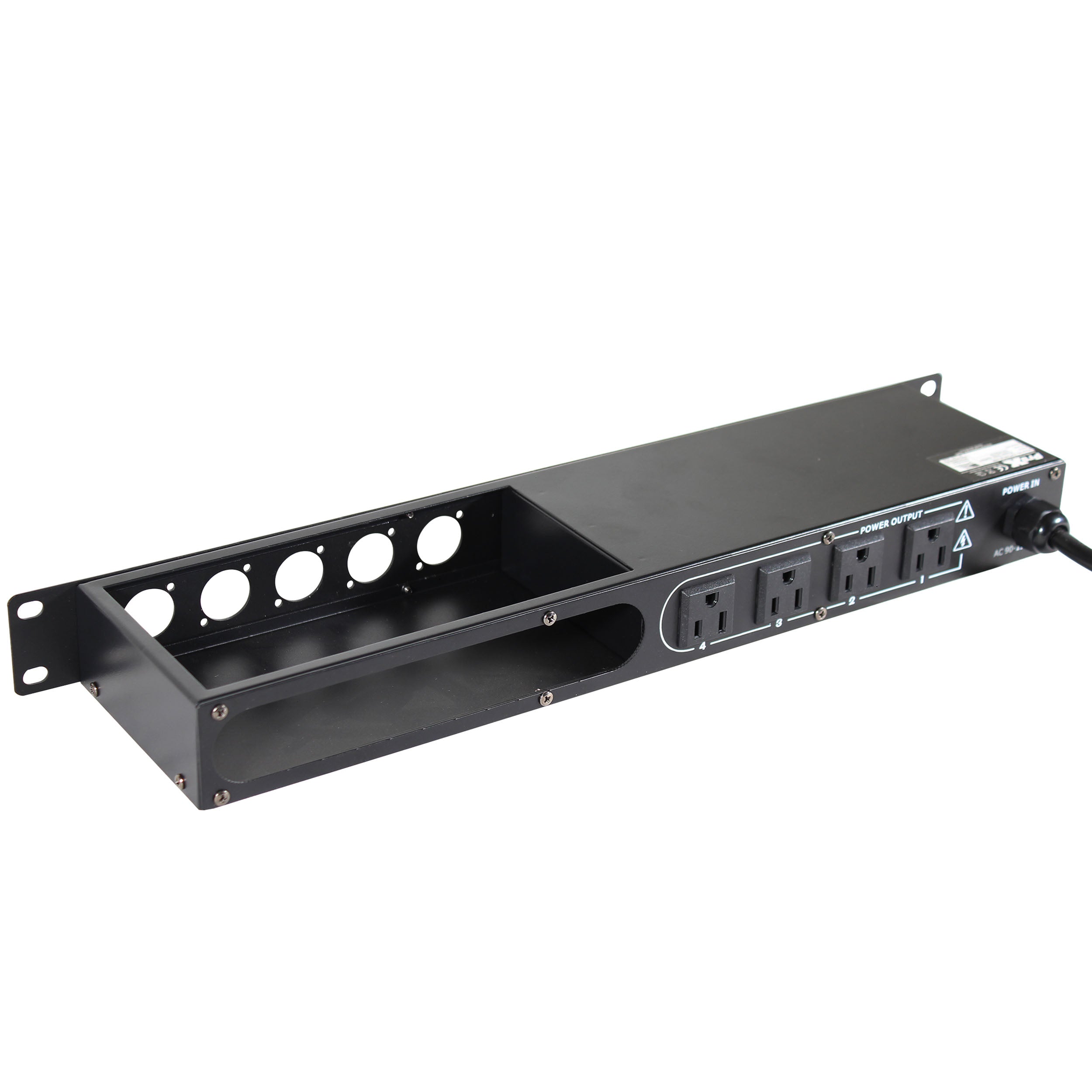ProX 4 Way Powerkon to Edison AC Power 1U Rack Mountable Power Strip 5x Punched D-Series 15A Breaker On Off LED Toggle Switches