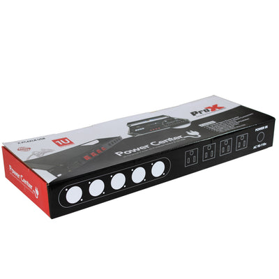 ProX 4 Way Powerkon to Edison AC Power 1U Rack Mountable Power Strip 5x Punched D-Series 15A Breaker On Off LED Toggle Switches