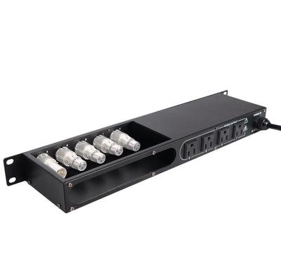 ProX 4 Way Powerkon to Edison AC Power 1U Rack Mountable Power Strip 5x Punched D-Series 15A Breaker On Off LED Toggle Switches