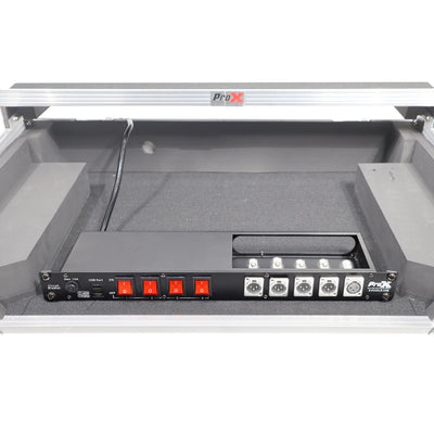 ProX 4 Way Powerkon to Edison AC Power 1U Rack Mountable Power Strip 5x Punched D-Series 15A Breaker On Off LED Toggle Switches
